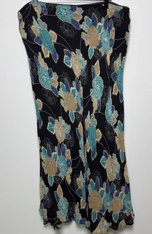 VTG Y2K Women Whimsigoth Fairy Grunge Skirt‎ 16 Black Floral Chiffon Maxi Flowy thumbnail 1