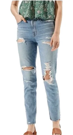 American Eagle Mom Jeans Distressed Denim Jeans Size 12 thumbnail 1