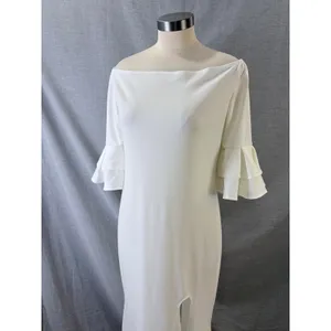 Metamorphosis Girl White Off-Shoulder Ruffle Sleeve Maxi Dress 2XL thumbnail 2