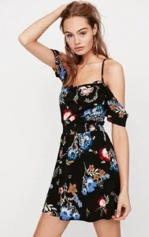 Express Cold Shoulder Ruffle Elastic Waist Sundress thumbnail 1