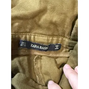 Zara Basic Women Paperbag Ankle Pants Size Small Wide Leg‎ Dark KHAKI Brown Y2K thumbnail 5