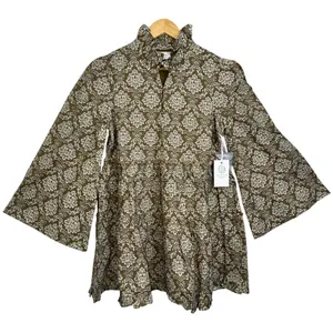 NWT Tuckernuck Hyacinth House Russell Moss Printed Olive Green Mini Dress Size S thumbnail 3