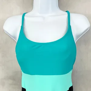 SO One Piece Swimsuit Womens Medium Colorblock‎ Stretch Sporty Minimal Beach thumbnail 2