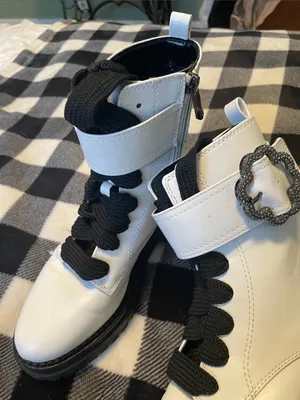 Sam & Libby White Combat Boots with Black Laces and Buckle thumbnail 5
