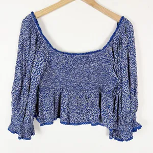 Free People Brittnee Printed Top Blue Floral thumbnail 5