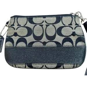 Vintage Y2K COACH Signature Logo Canvas Leather Mini Wristlet Wallet Clutch thumbnail 2
