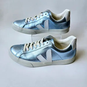 Veja Womens Esplar Low Sneakers Metallic Blue Lace Up size 6 thumbnail 2