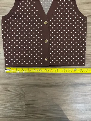 Urban Revivo Retro Polka Dot Knit Vest Brown Crop Top NWT Size M thumbnail 7