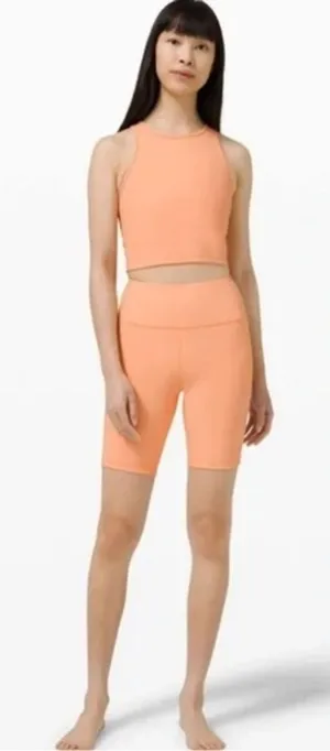 Lululemon Ribbed Contoured High-Rise Short 8" Malibu Peach Biker Shorts Size 4 thumbnail 1