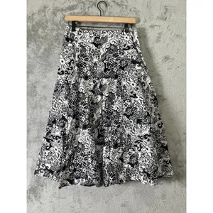 Vintage Black White Floral Paisley Skirt Cottagecore Boho Retro‎ Medium Prairie thumbnail 3