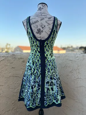 Herve Leger Kollette caged animal jacquard fit and flare dress size extra small thumbnail 4