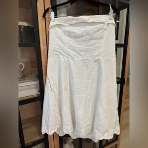 Abercrombie strapless linen mini dress lined fit & flare white bride graduation thumbnail 10