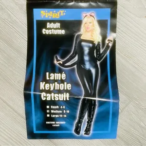 Leg Avenue medium black slick cat suit once piece outfit costume Halloween thumbnail 1