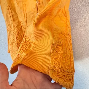 G Designs Orange Embroidered Boho Blouse Womens M Peasant Fairycore Renaissance thumbnail 6