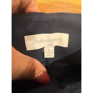 Jonathan Simkhai Midnight Black Front Slit Tailored Pants Small 6 Blue thumbnail 10