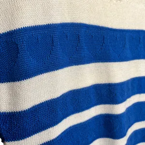 Sweater Bazaar Vintage 80s Blue & White Striped Heart Sleeveless Sweater Tee thumbnail 2