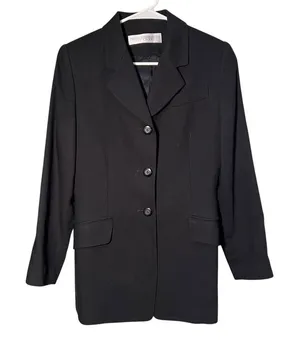 Valerie Stevens Women's Size 2 Petite Blazer‎ Suit Jacket Black Pure New Wool thumbnail 1