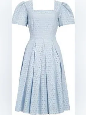 Rachel Parcell Powder Blue Eyelet Square-Neck Midi Dress thumbnail 2