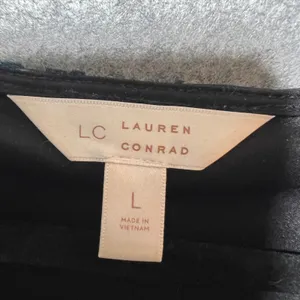 Lauren Conrad Womens Large Black‎ Teal Burnout Velvet Floral Peplum Wrap Blouse thumbnail 2