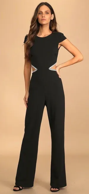 Lulus Black Jumpsuit With Cutouts thumbnail 1