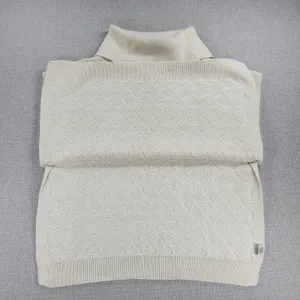 Tantrums Womens Vest One Size Ivory Wool Blend Cross Hatch Turtleneck Knit thumbnail 10