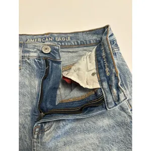 American Eagle Outfitters Distressed Light Wash Jeans Plaid Patch Detail Size 4 thumbnail 5