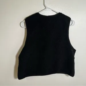 No Boundaries‎ Women's Sherpa Vest Sleeveless Black Tie Front Pockets Y2K thumbnail 5