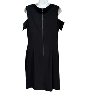 Tahari Arthur S Levine Black Cold Shoulder Sheath Dress Size 10 Exposed Zipper thumbnail 2