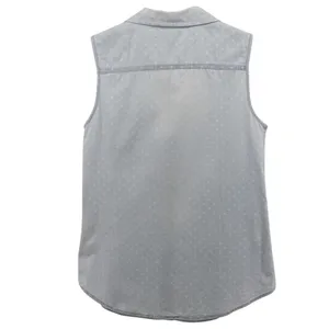 Per Se‎ Baby Blue White Polka Dot Chambray Button up Vest Country Rodeo Size S thumbnail 6