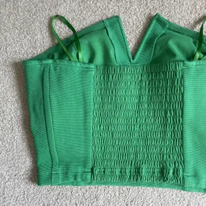 Maeve by Anthropologie Corset Style Crop Top Strapless Green Women's Size Large thumbnail 3