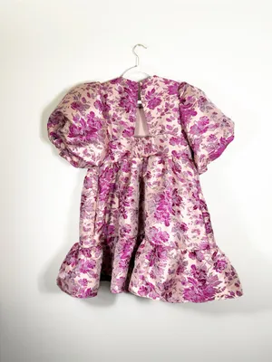 By Anthropologie Puff Short-Sleeve Babydoll Mini Dress Pink Floral Medium thumbnail 6
