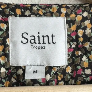 SAINT Tropez OanaSZ Quilt Vest M floral print sleeveless belted Pockets thumbnail 3