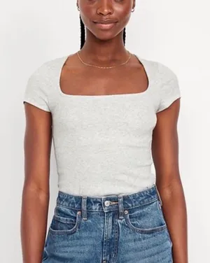 Old Navy grey square neck top thumbnail 1