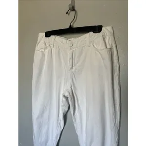 Denim White Cropped Jeans Frayed Hem Straight Leg Made in USA Size 10 thumbnail 3