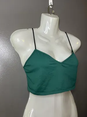 Intimately Free People Bralette Bra Womens Medium Green V Neck Wireless Crop Top thumbnail 2