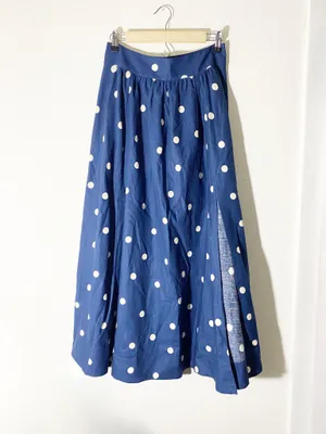 Sézane Sophie skirt size 38 Navy with Ecru Dots thumbnail 3