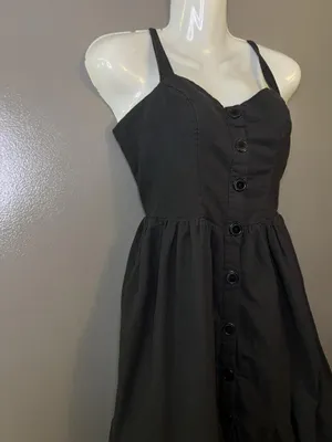 Urban Outfitters Dress Womens Medium Black Button Front Midi Sundress Sweetheart thumbnail 6