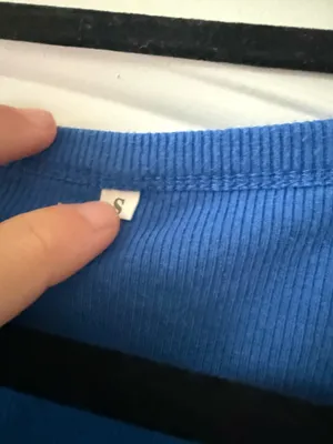 Blue Ribbed Long Sleeve Top thumbnail 3