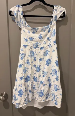 Hollister Blue Floral Babydoll Mini Dress thumbnail 1