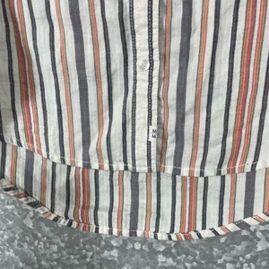 Melrose & Market Women's White Striped Button Up Top - Size Small - Long Sleeves thumbnail 3