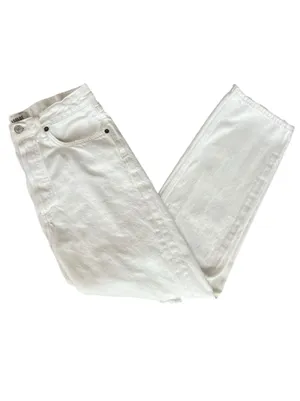 AGOLDE Women’s 90’s Straight Leg White Enamel Denim Distressed Button Fly Jeans thumbnail 14