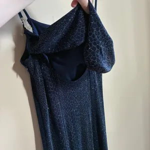 Bari Jay Vintage Formal Cowl Back Maxi Dress 7-8 Navy Women Glitter Rhinestone thumbnail 7