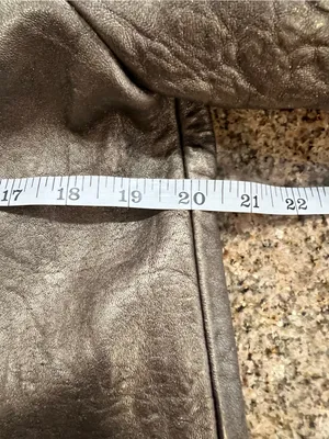 PI Poleci Metallic Bronze Thick Leather Cropped Jacket Small NWOT Tan thumbnail 9