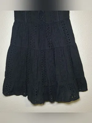 Edikted Liora Black Cotton Lace Tiered Strapless Mini Dress Women’s Size Small thumbnail 4