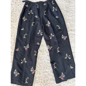 Talbots Black Embroidered Pagoda Palm Tree Wide Leg Pants Size 12‎ thumbnail 7