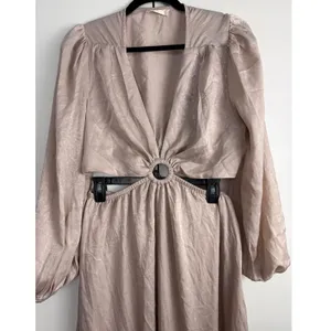 Altar'd State Champagne Satin O-Ring Cutout‎ Maxi Dress Women's Large Boho Glam thumbnail 3
