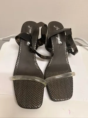 Free People Natal Ankle Snake Skin Block Heel Sandals Size 10 Clear thumbnail 12