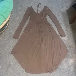Sozy Soft Sarah Midi Dress Long Sleeve Ruched Bust‎ Thumbholes Brown Small thumbnail 6