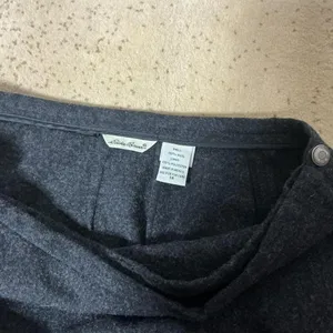 Eddie Bauer Gray 100% Wool Wrap Mini Dark Academia Skirt Lined‎ Size 14 Preppy thumbnail 5