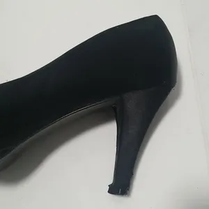 Sexy Black Satan high heels shoes thumbnail 3